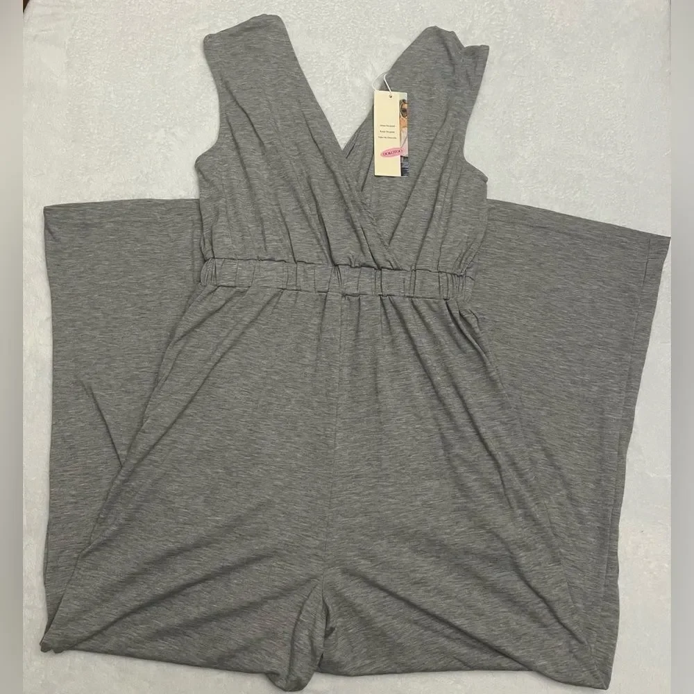 SMALL NWT Grey Wide-Leg Jumpsuit Jumper Elastic Waist and Sleeveless Tank - Picture 7 of 13